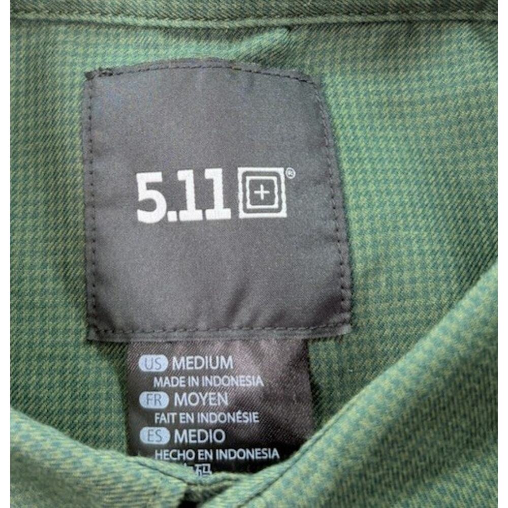 5.11 Tactical Igor Shirt Green Houndstooth Long Sleeve Snap Button Size M - Picture 6 of 8